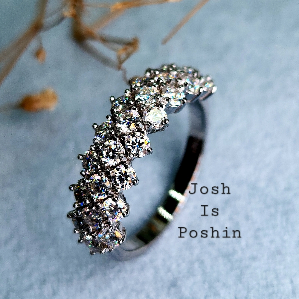 1.2CTW Moissanite anniversary ring band in sterling silver